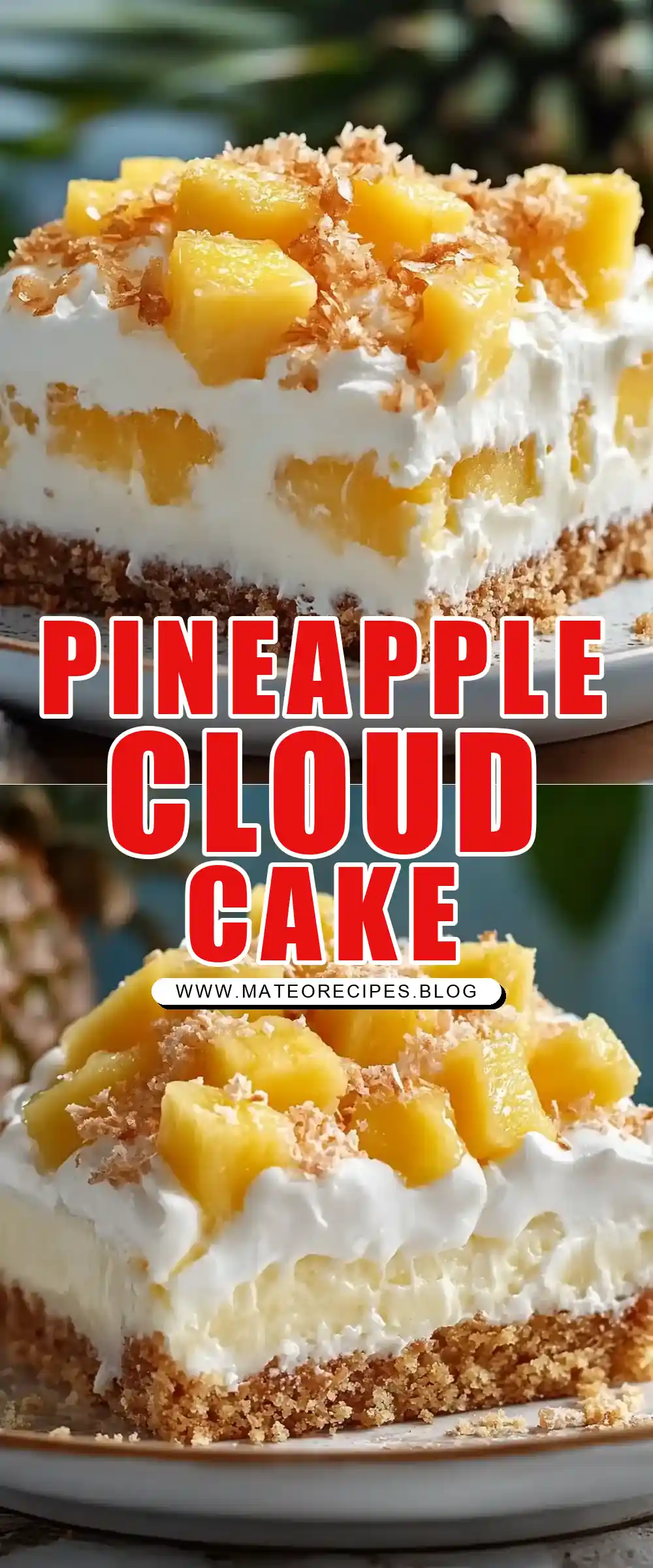 Pinterest pin (Design 1) for Pineapple Angel Cloud Cake