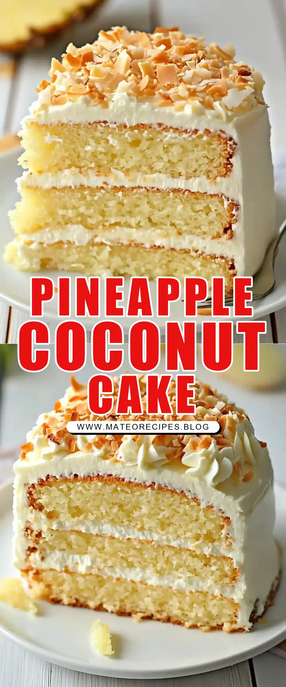 Pinterest pin (Design 1) for Pineapple Coconut Cream Cake 🌴