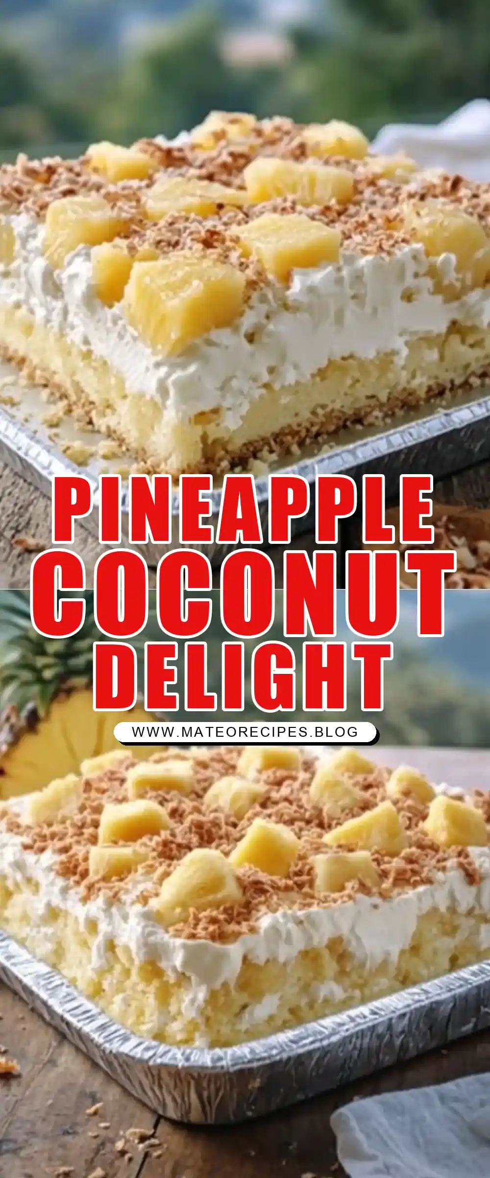 Pinterest pin (Design 1) for Tropical Pineapple Coconut Dump Cake