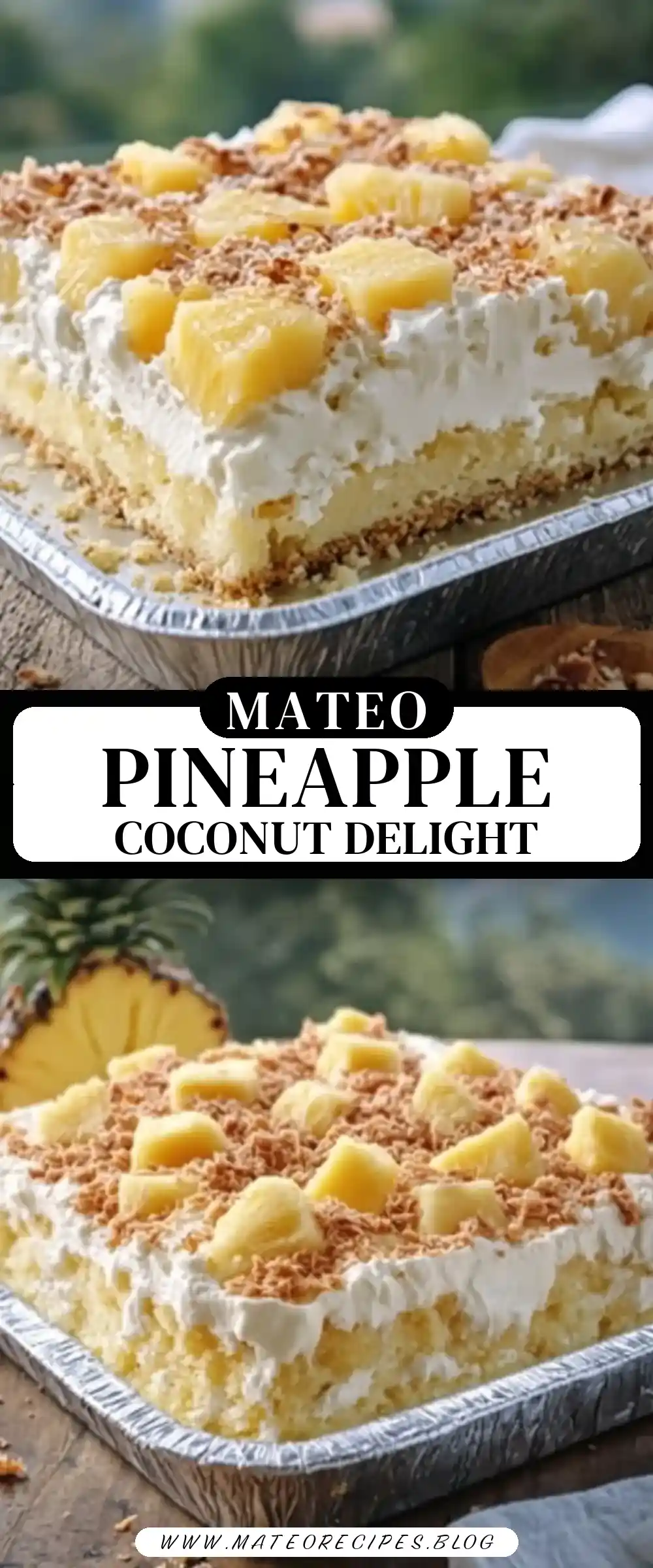 Pinterest pin (Design 3) for Tropical Pineapple Coconut Dump Cake