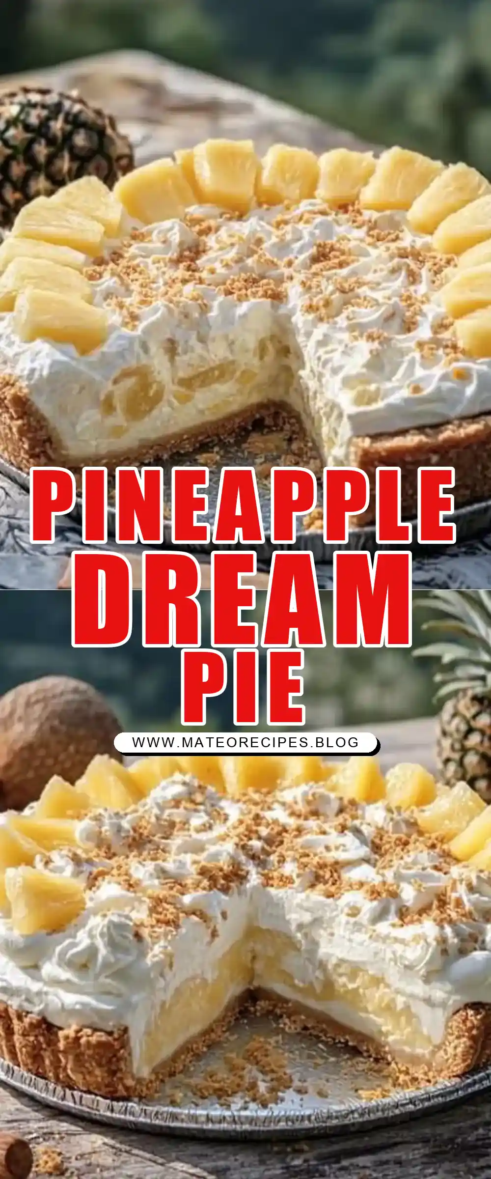 Pinterest pin (Design 1) for Pineapple Cream Dream Pie