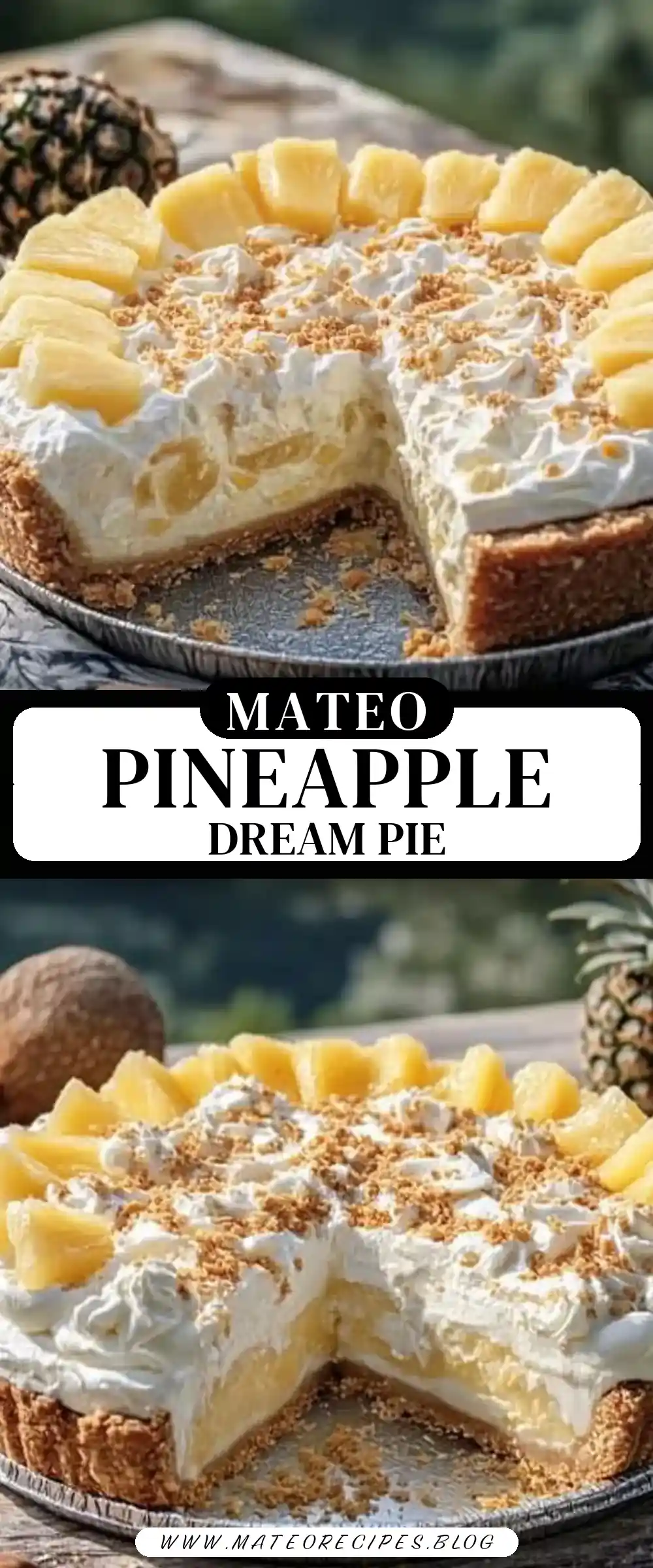 Pinterest pin (Design 3) for Pineapple Cream Dream Pie