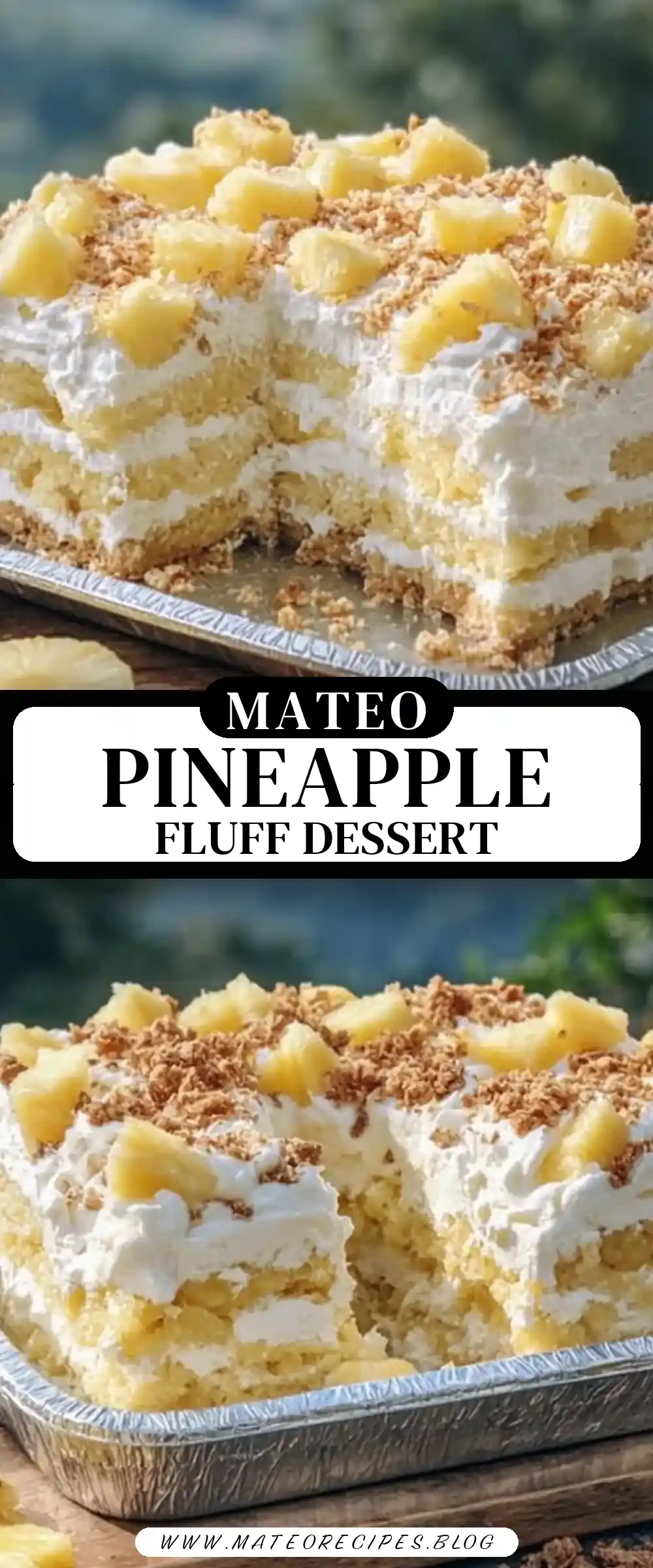 Pinterest pin (Design 3) for Pineapple Angel Fluff Dessert 🍍