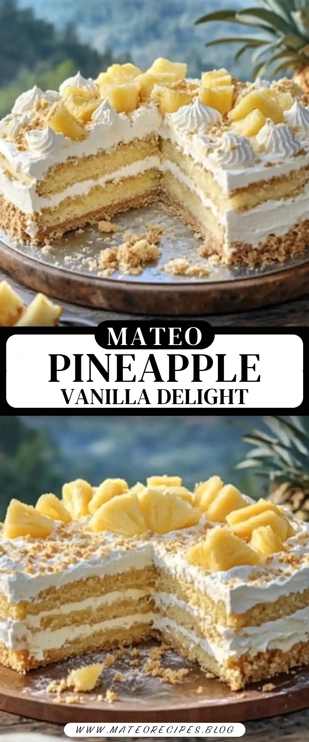 Pinterest pin (Design 3) for Pineapple Vanilla Icebox Cake ❄️