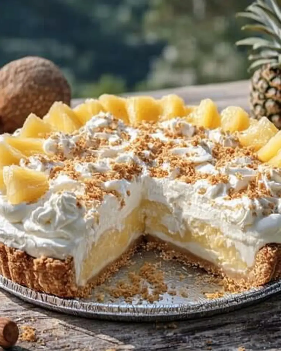 A delicious plate of Pineapple Cream Dream Pie