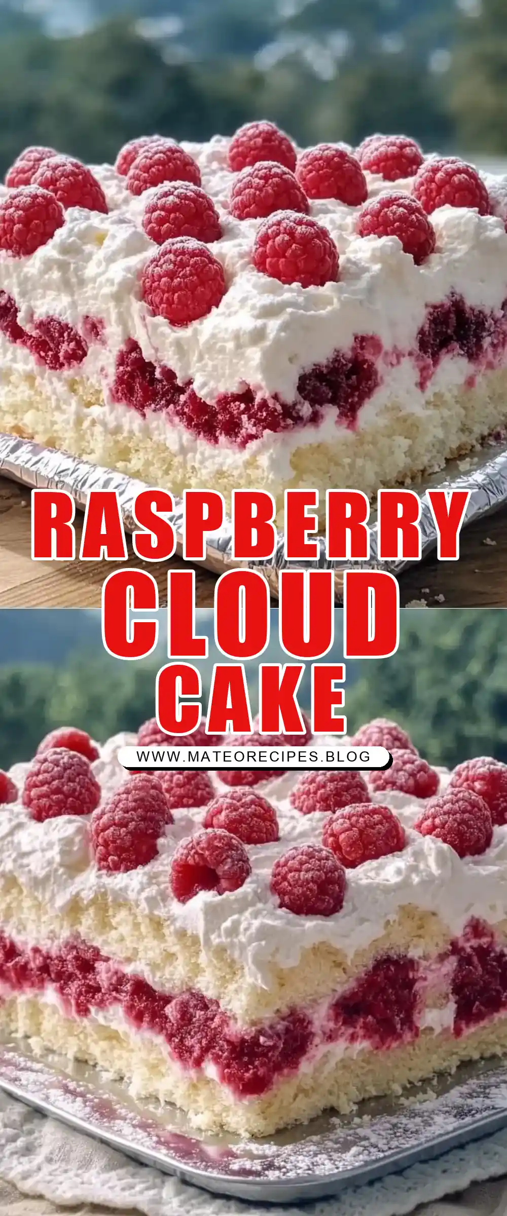 Pinterest pin (Design 1) for Raspberry Angel Cloud Cake ❤️☁️