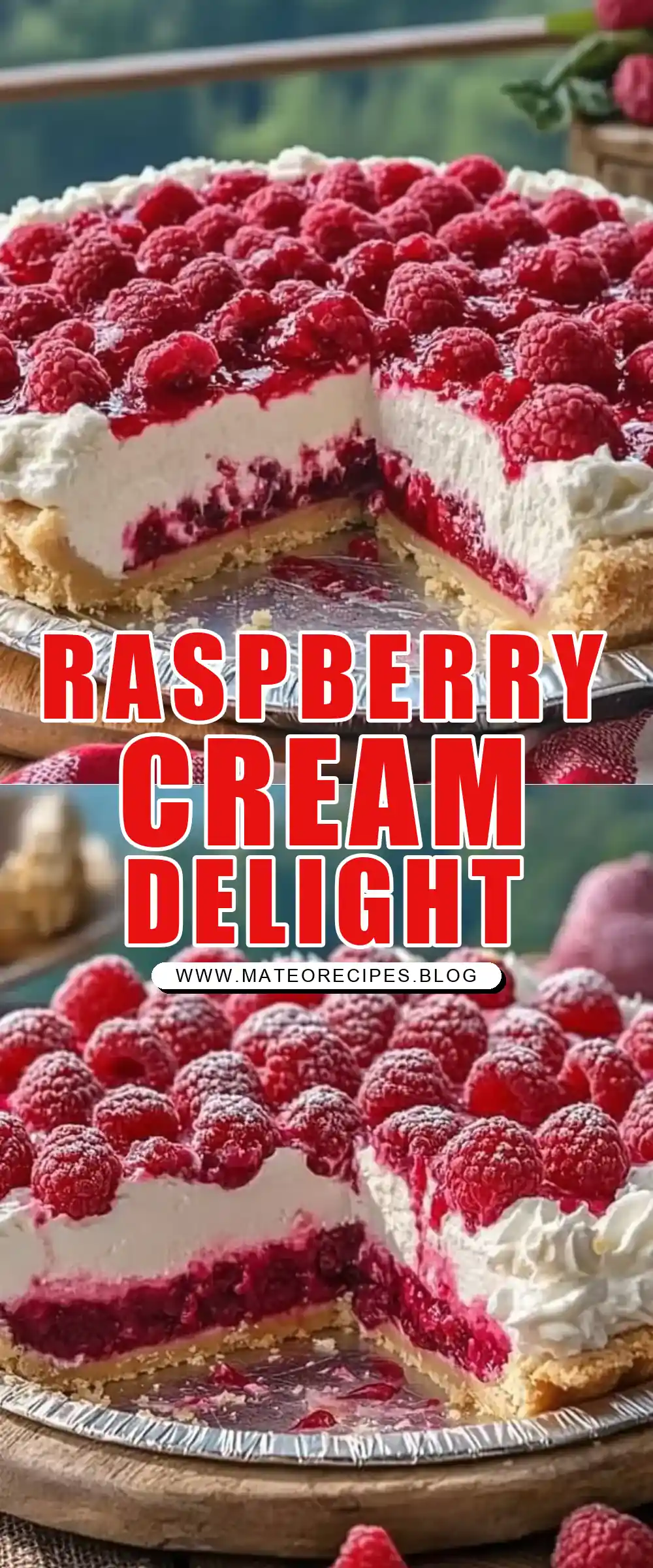 Pinterest pin (Design 1) for Raspberry Cream Pie