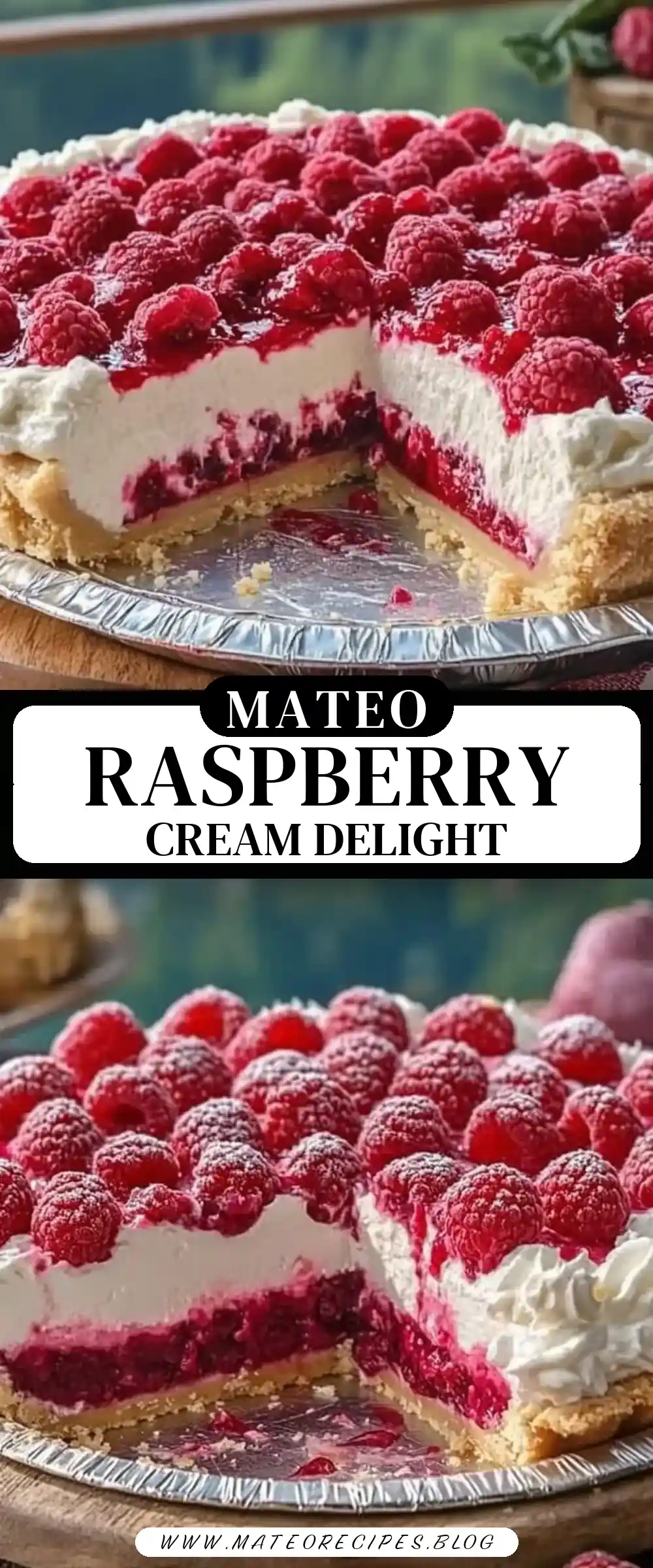 Pinterest pin (Design 3) for Raspberry Cream Pie