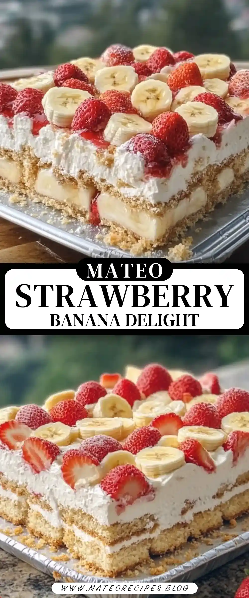 Pinterest pin (Design 3) for Strawberry Banana Icebox Cake šš