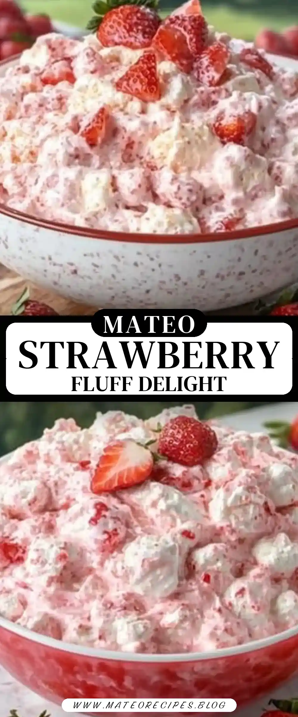 Pinterest pin (Design 3) for Strawberry Cheesecake Fluff 🍓