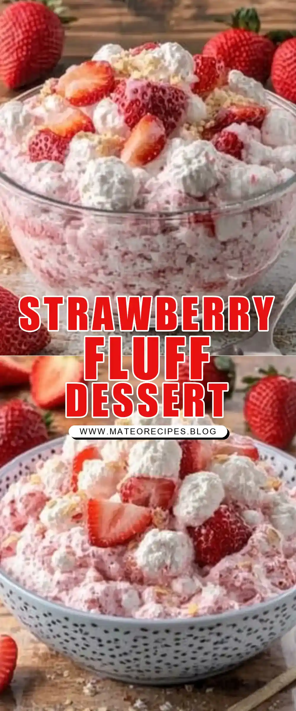 Pinterest pin (Design 1) for Strawberry Shortcake Fluff 🍓