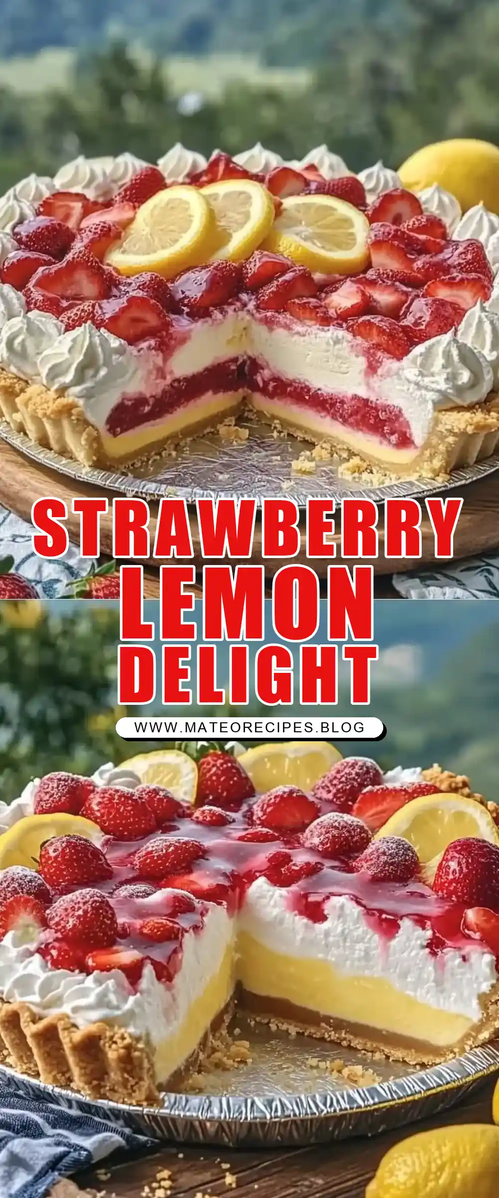 Pinterest pin (Design 1) for Strawberry Lemon Icebox Pie 🍓🍋