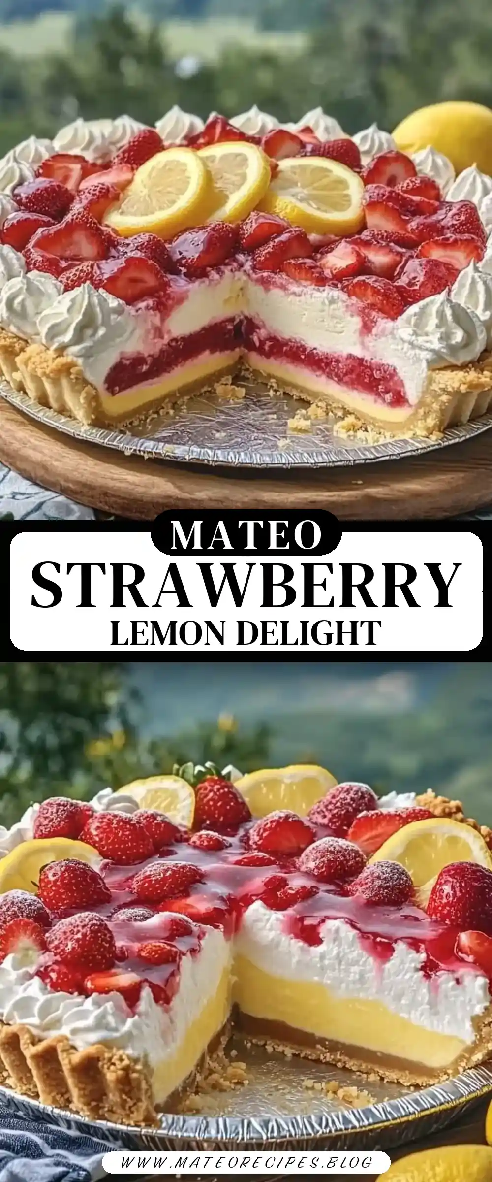 Pinterest pin (Design 3) for Strawberry Lemon Icebox Pie 🍓🍋