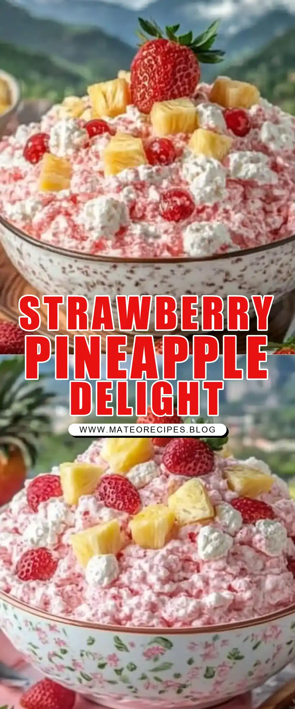 Pinterest pin (Design 1) for Strawberry Pineapple Fluff 🍓🍍