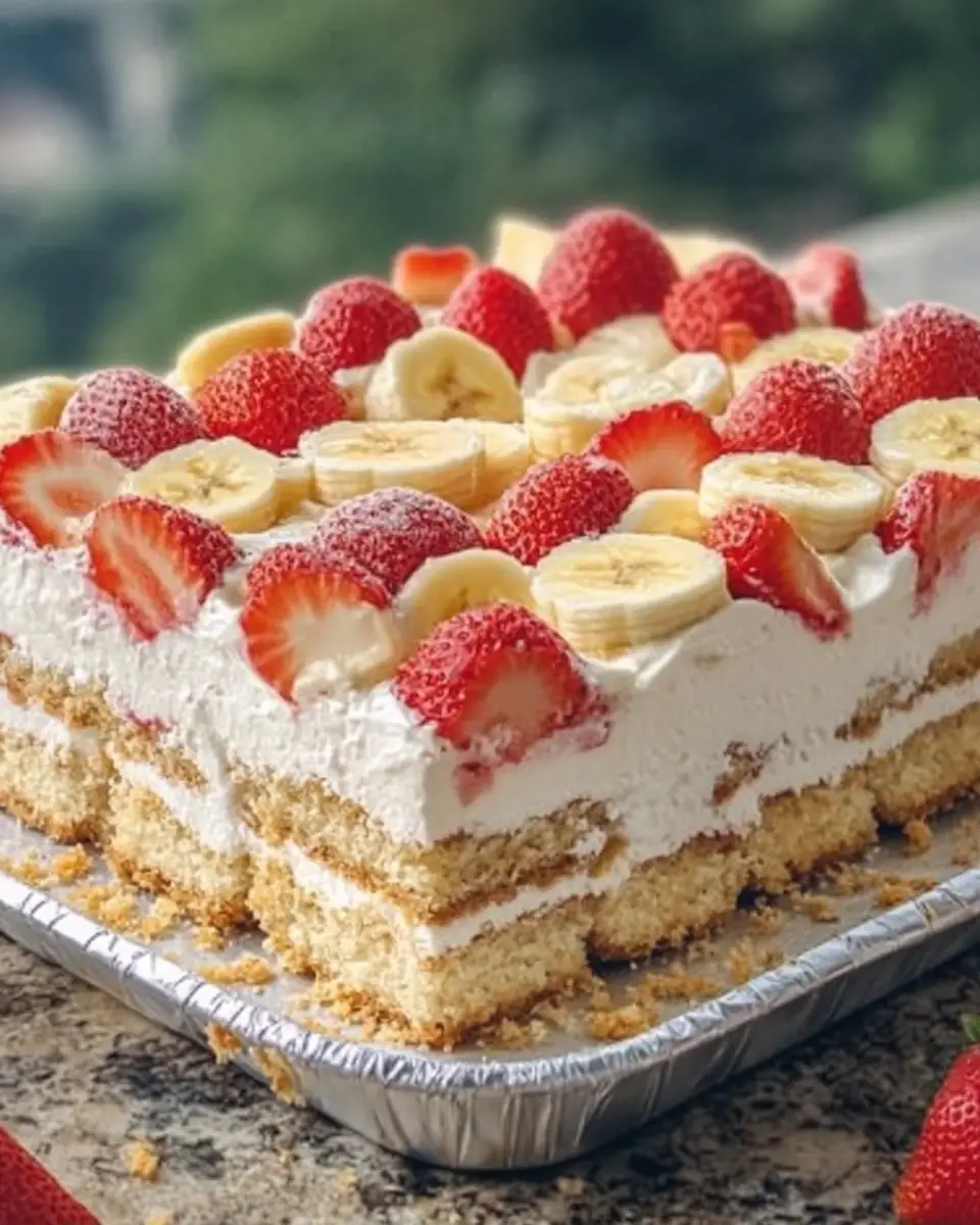 A delicious plate of Strawberry Banana Icebox Cake šš