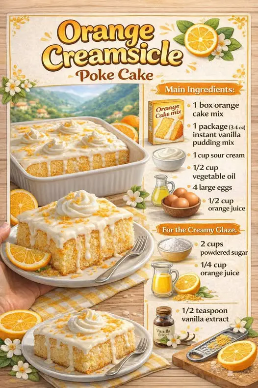Orange Creamsicle Poke Cake