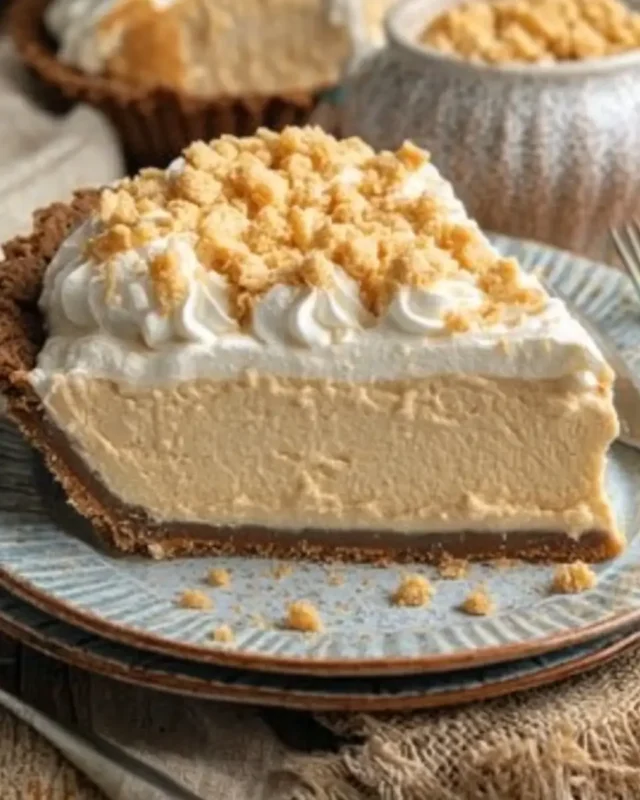 A delicious plate of Amish Peanut Butter Cream Pie