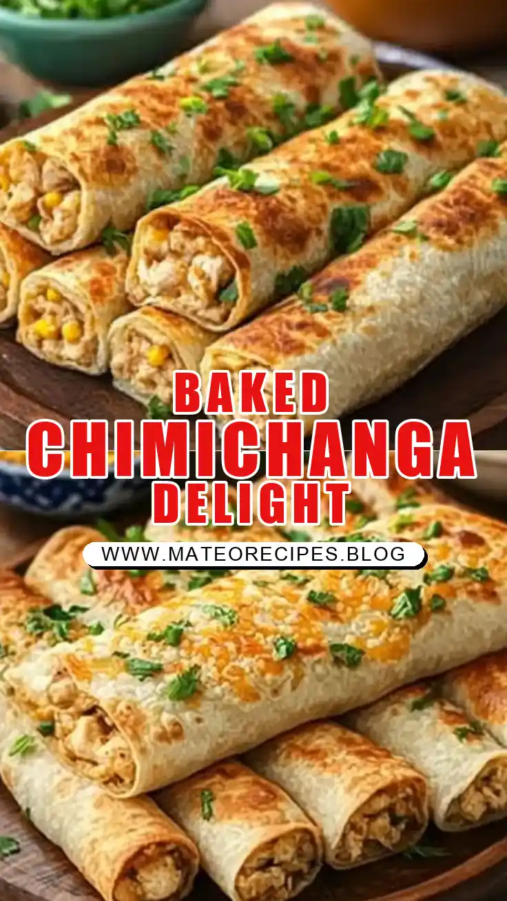 Pinterest pin (Design 1) for Baked Chicken Chimichangas