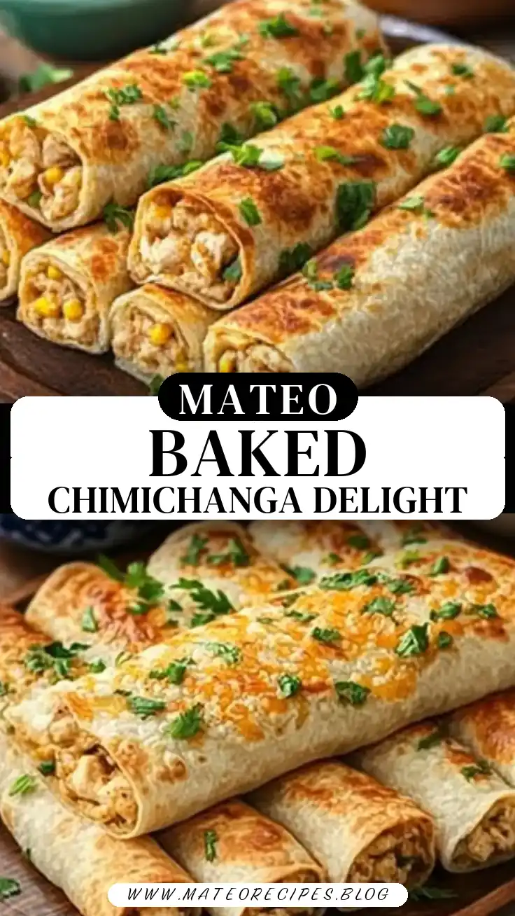 Pinterest pin (Design 3) for Baked Chicken Chimichangas