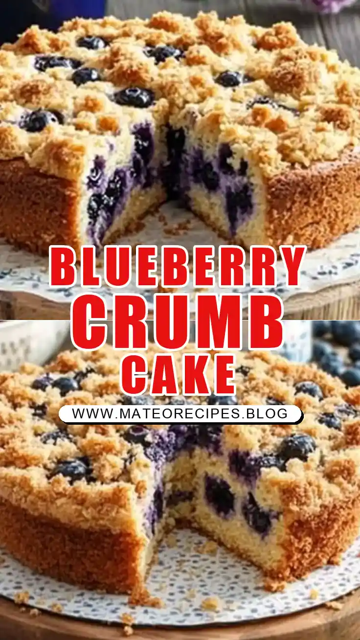 Pinterest pin (Design 1) for blueberry cream cheese crumb cake