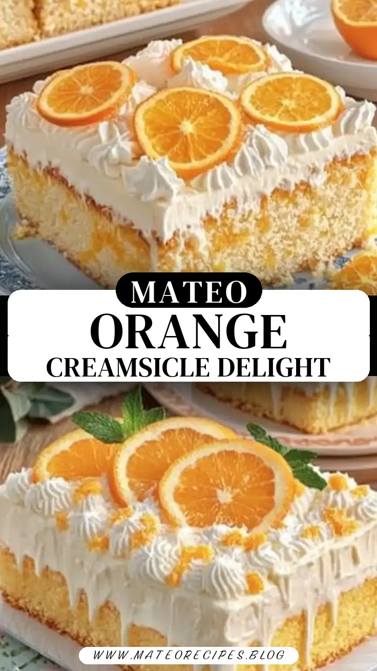 Pinterest pin (Design 3) for Orange Creamsicle Poke Cake