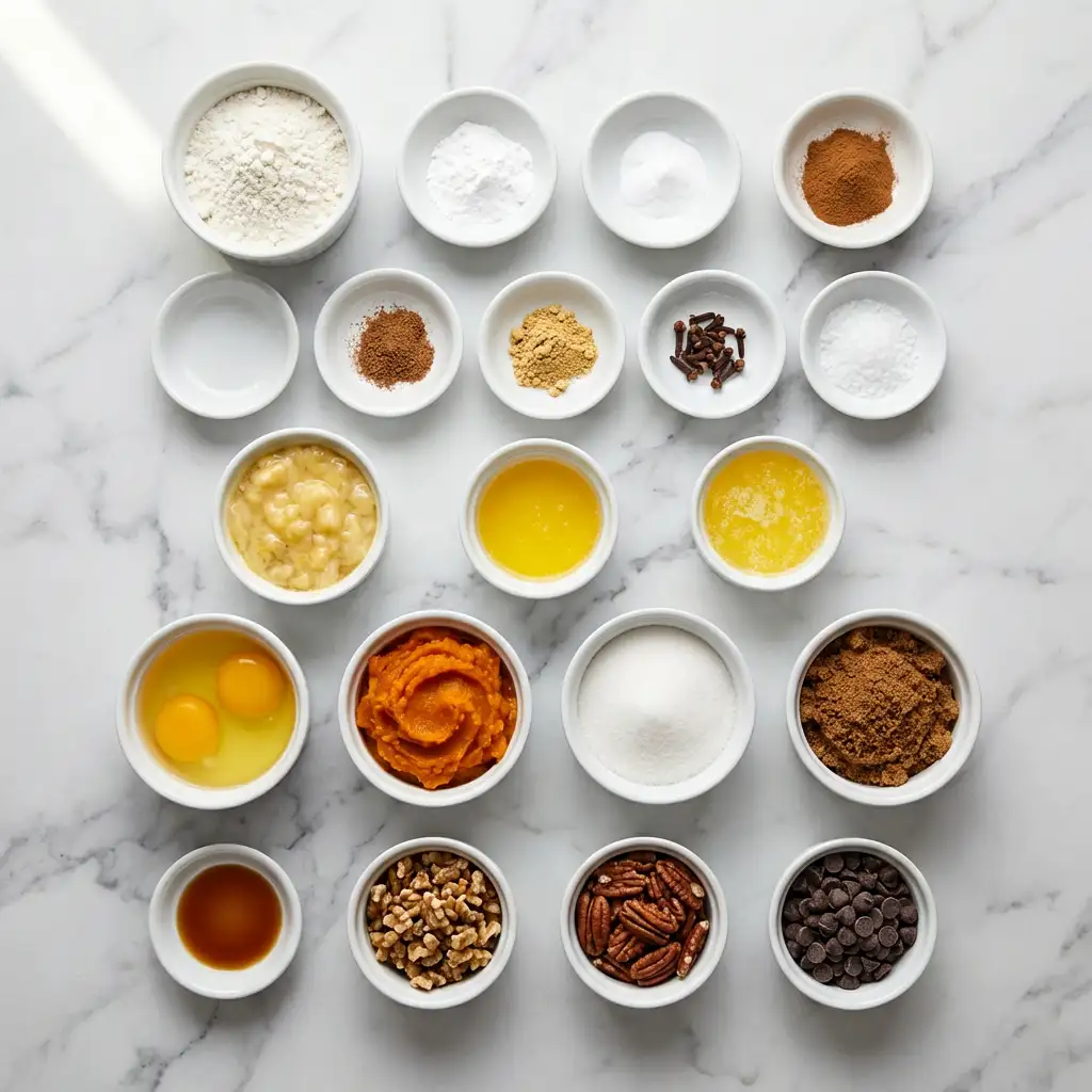 Ingredients for Pumpkin Banana Bread