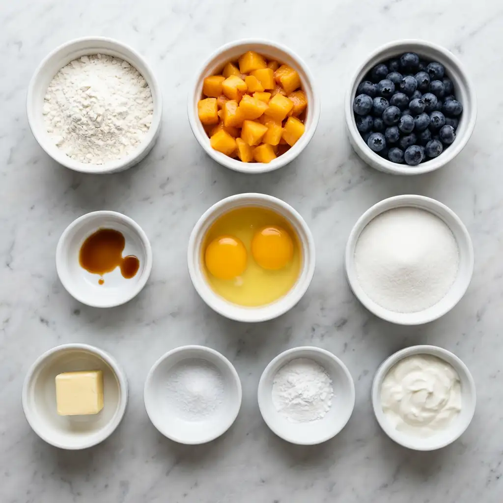 Ingredients for Blueberry Peach Bread That Steals The Show