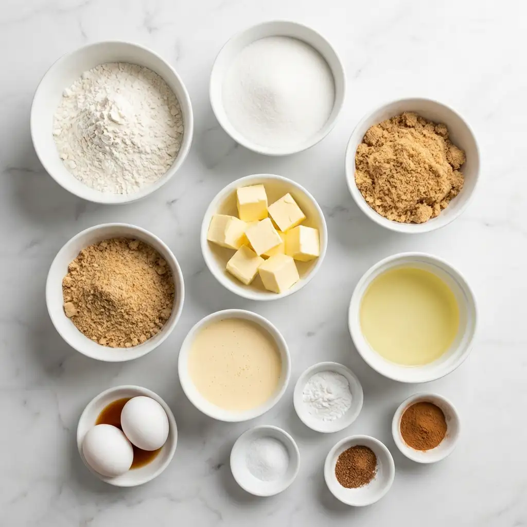 Ingredients for Vanilla Eggnog Bread with Crumb Topping