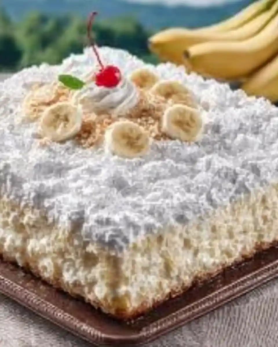 A delicious plate of 4-Ingredient Banana Angel Cloud Cake