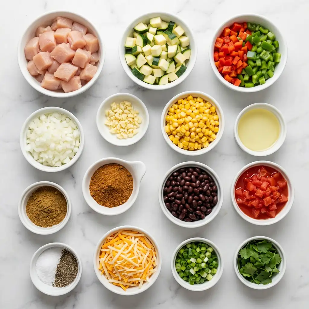 Ingredients for Tex Mex Chicken and Zucchini