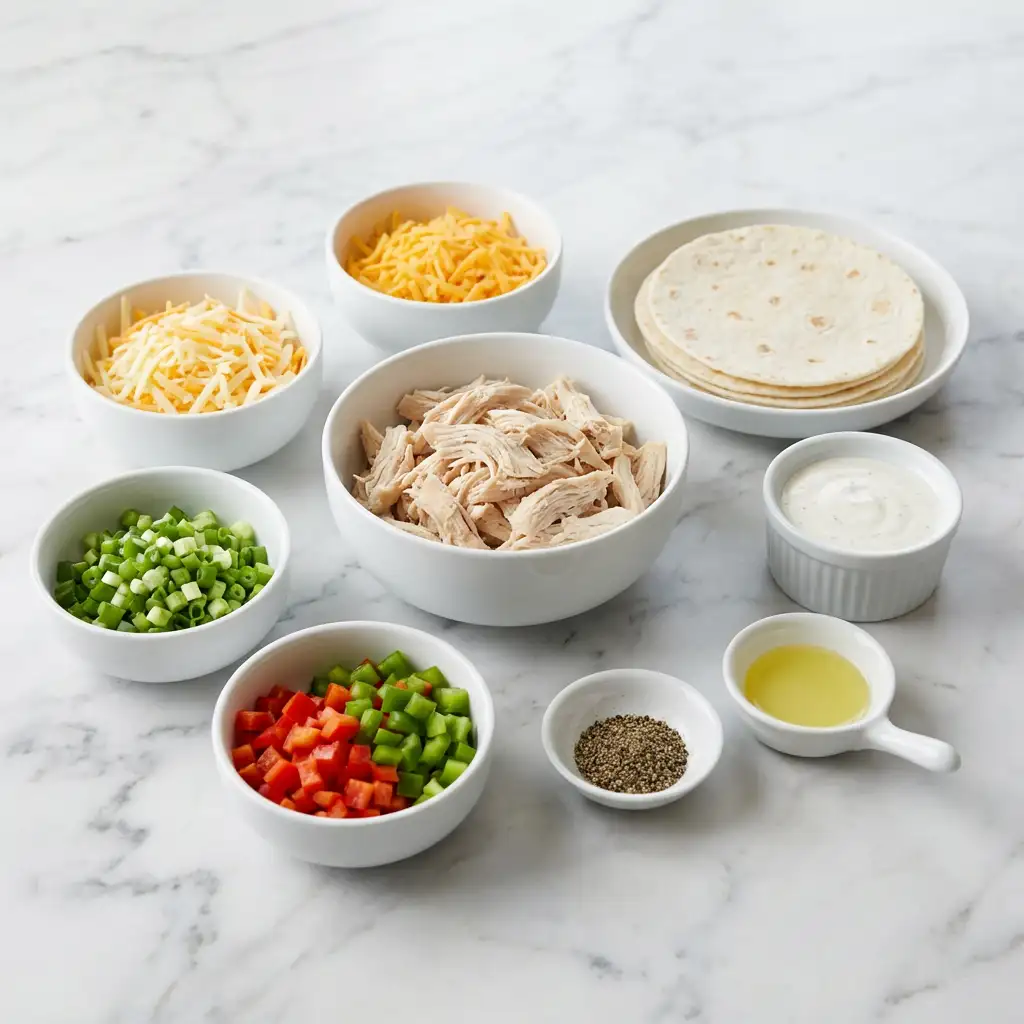 Ingredients for Chicken Ranch Quesadilla