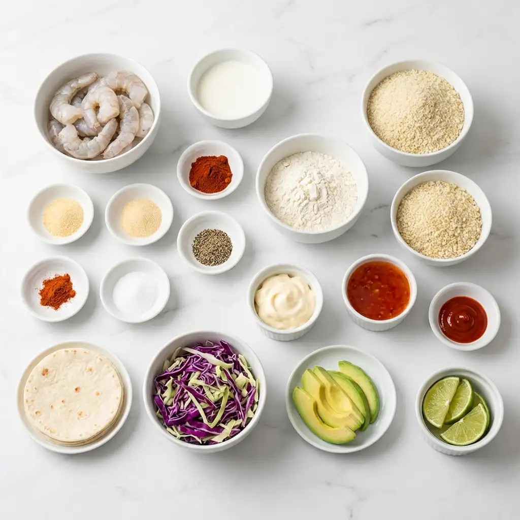 Ingredients for Bang Bang Shrimp Tacos