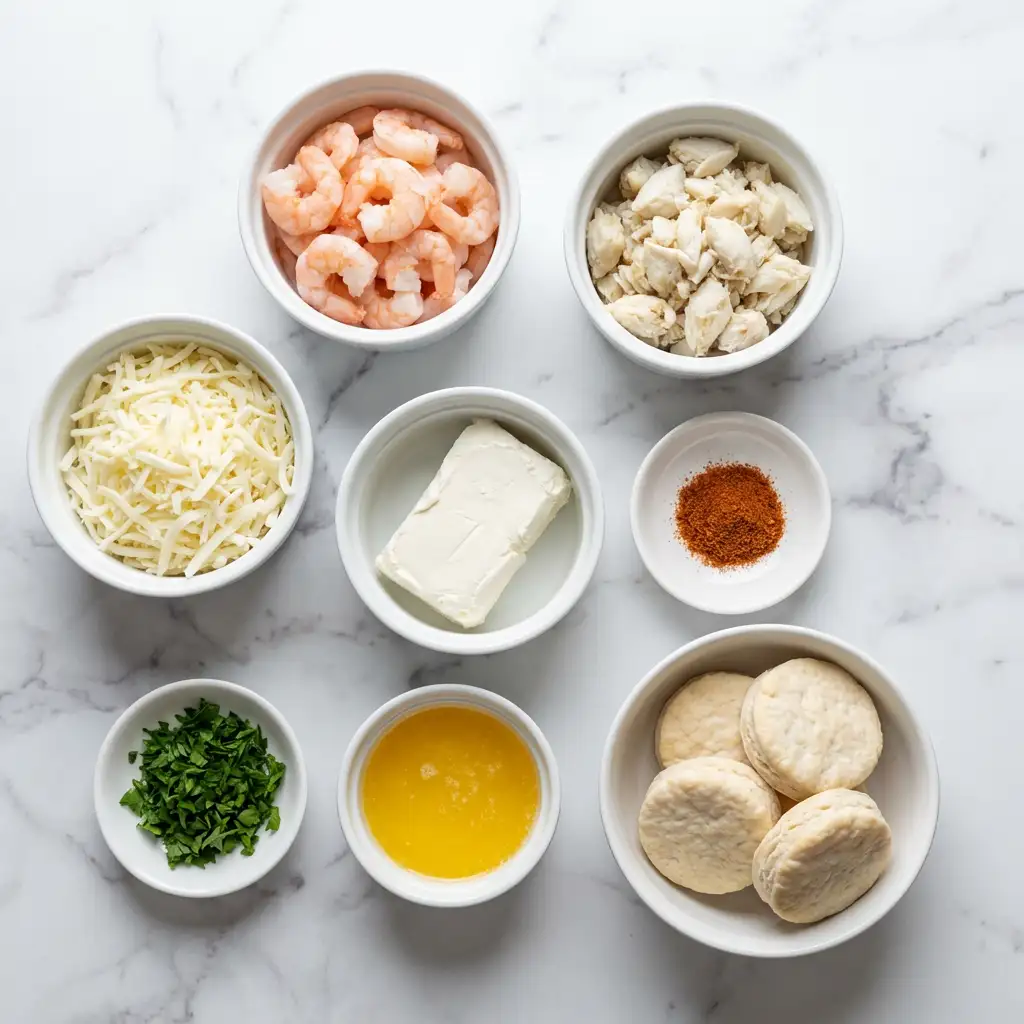 Ingredients for Shrimp Crab Melts