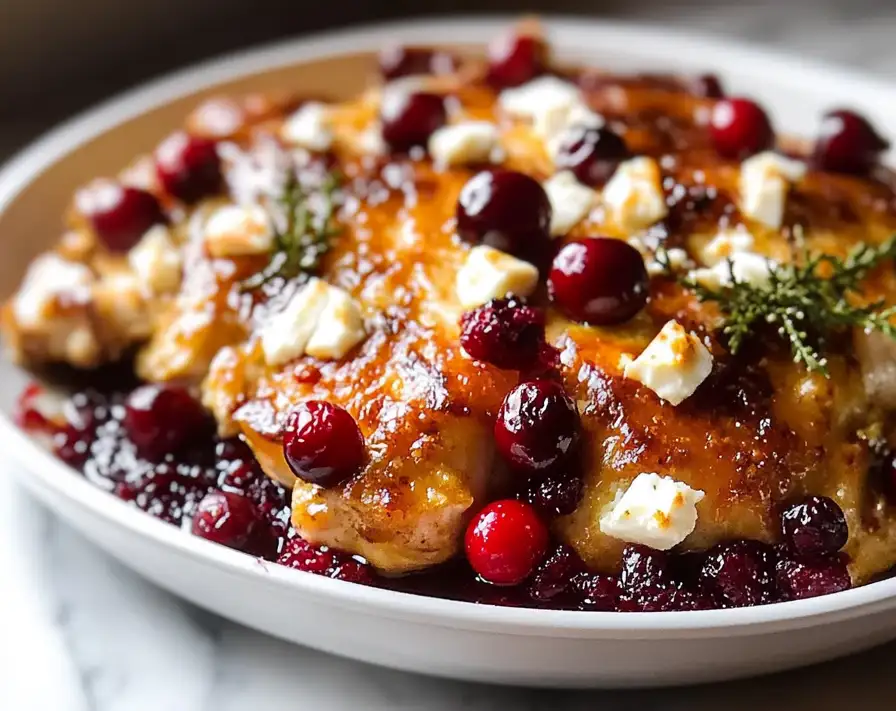 Honey Cranberry Chicken Bake with Feta Cheese