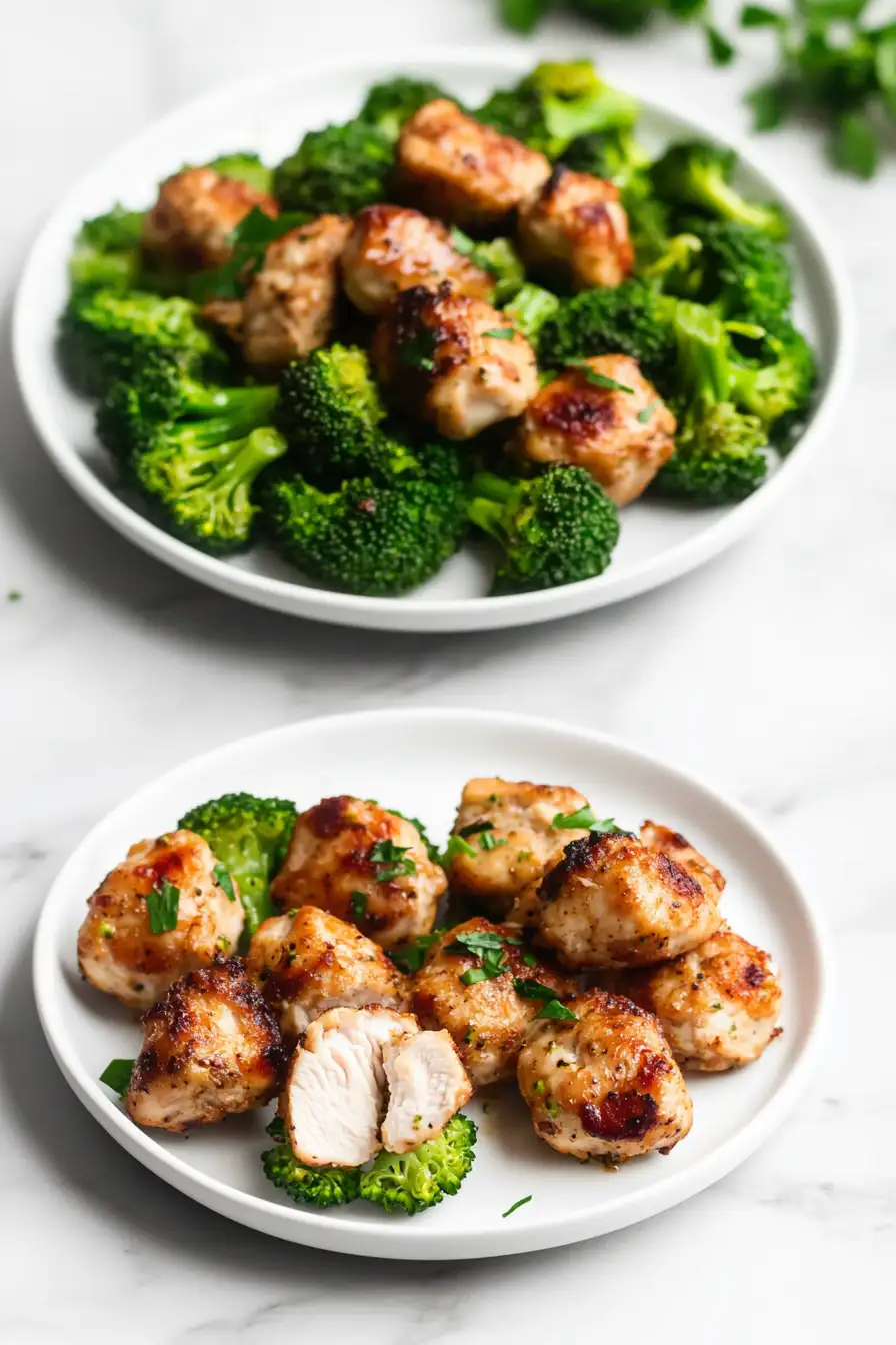 Air Fryer Chicken Bites and Broccoli