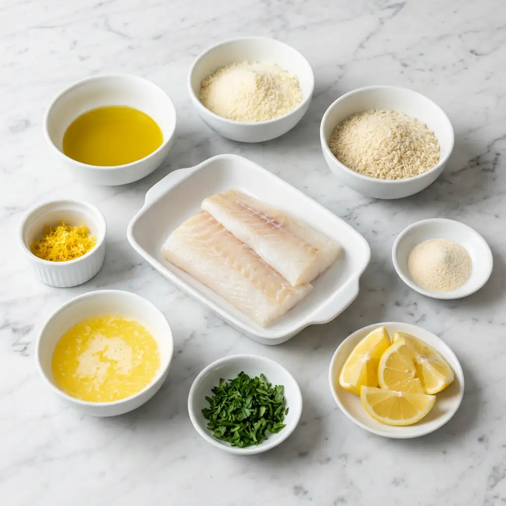 Ingredients for Crispy Air Fryer Parmesan Crusted Cod