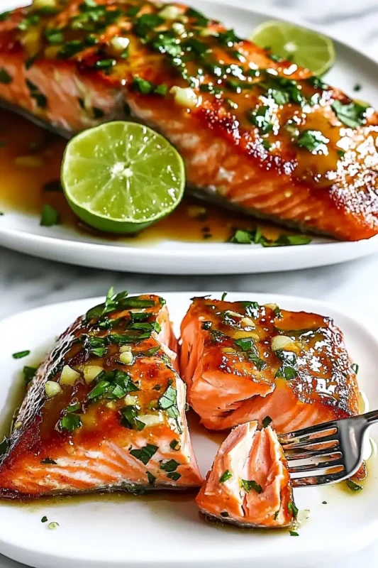 Honey-Lime Garlic Butter Baked Salmon