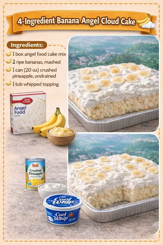 4-Ingredient Banana Angel Cloud Cake