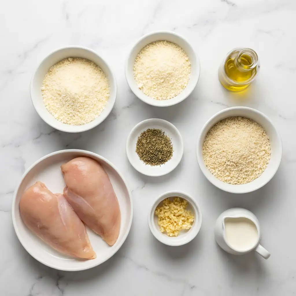 Ingredients for Parmesan Crusted Chicken with Creamy Garlic Sauce