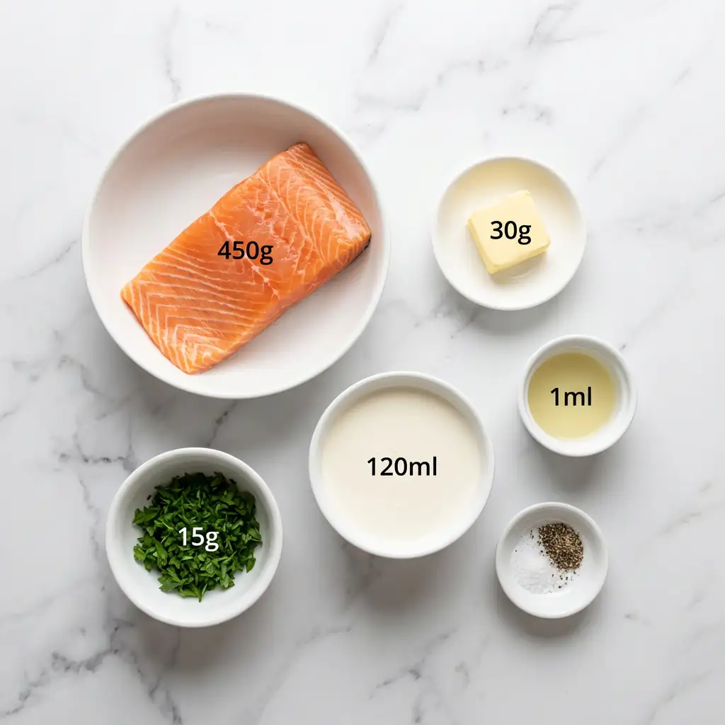 Ingredients for Baked Salmon with Lemon Butter Cream Sauce