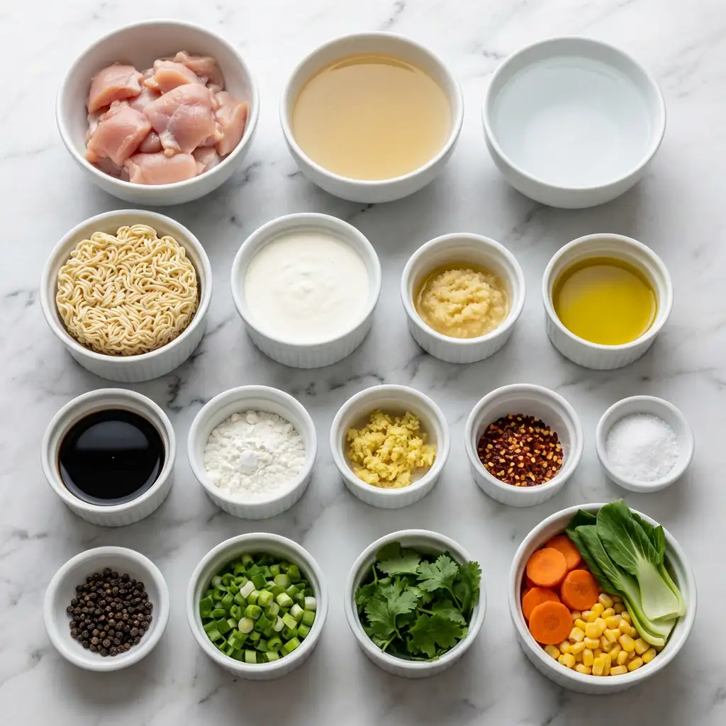 Ingredients for Creamy Garlic Chicken Ramen