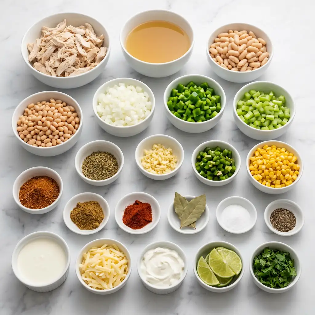 Ingredients for Cajun White Chicken Chili