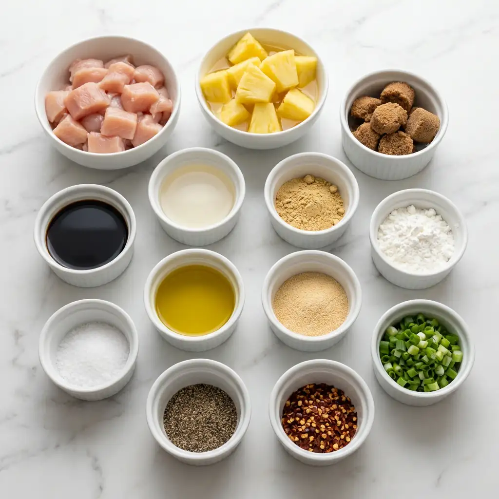 Ingredients for Brown Sugar Pineapple Chicken