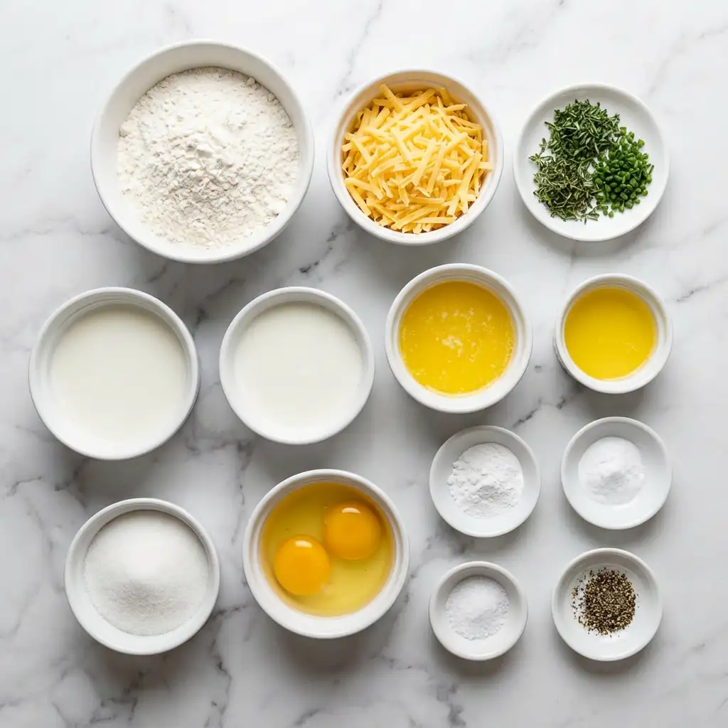 Ingredients for Irresistible Herb & Cheese Quick Bread Recipe You'll Crave