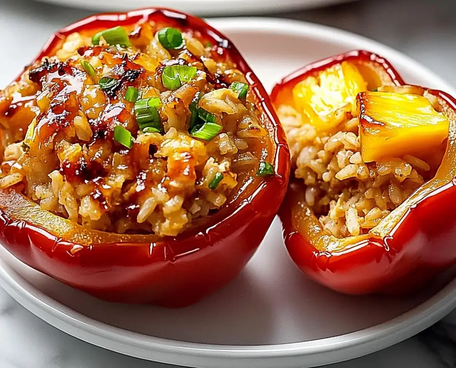 Teriyaki Pineapple Chicken & Rice Stuffed Peppers