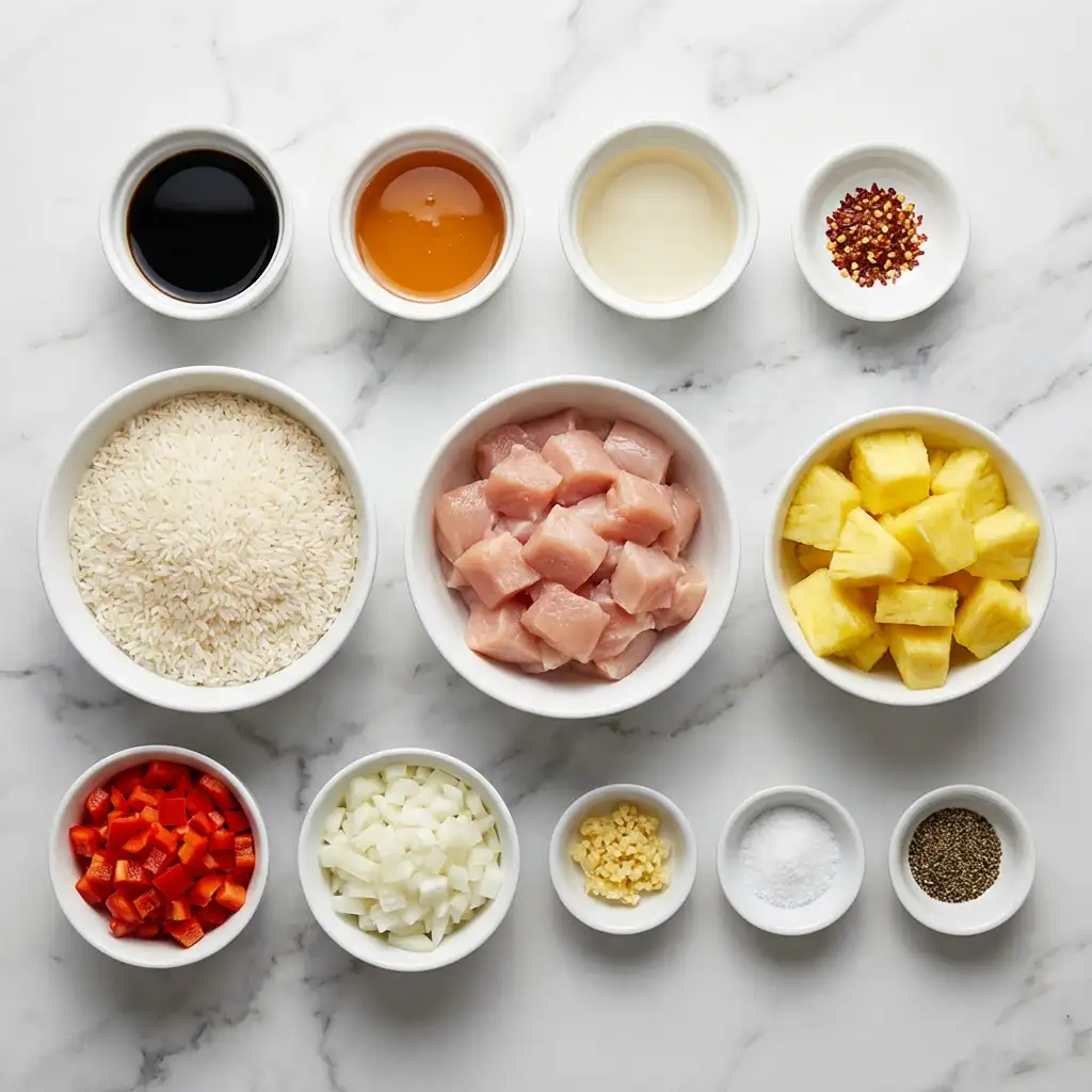 Ingredients for Pineapple Chicken and Rice