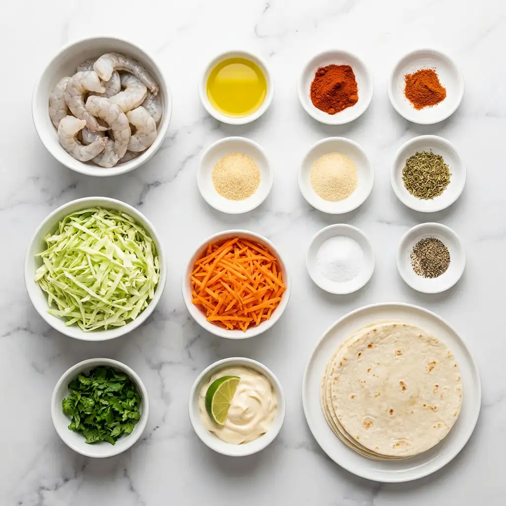 Ingredients for Blackened Shrimp Tacos