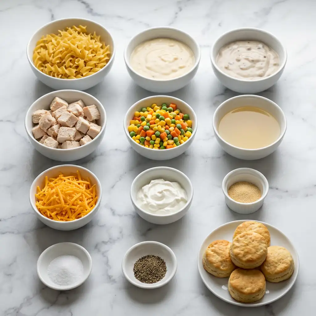 Ingredients for Chicken Pot Pie Casserole
