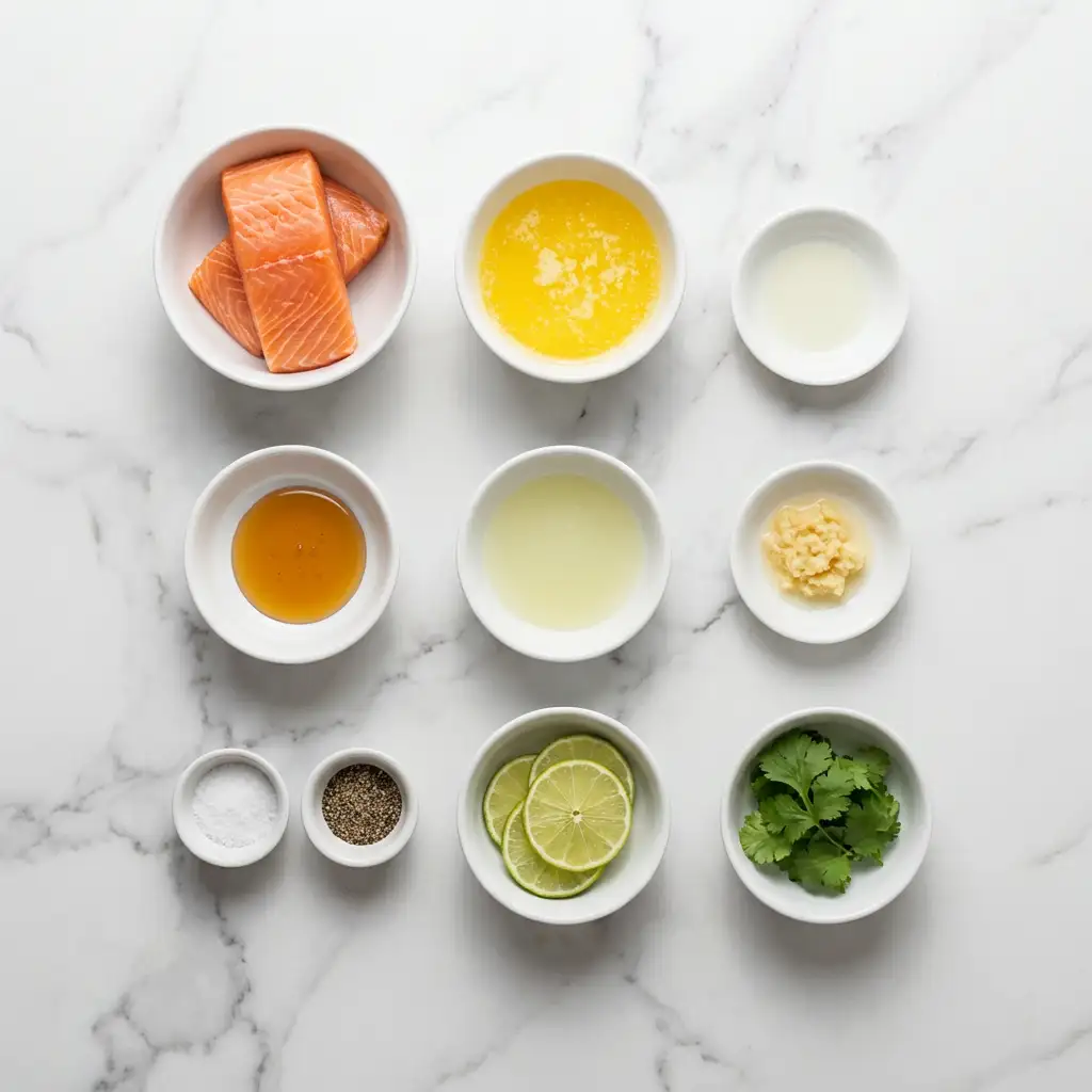 Ingredients for Honey-Lime Garlic Butter Baked Salmon