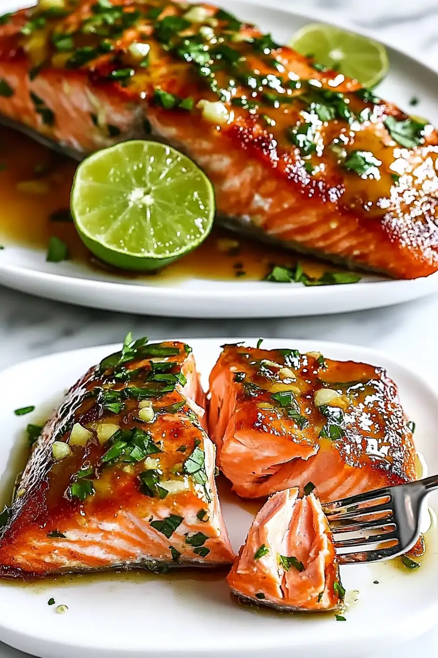 Honey-Lime Garlic Butter Baked Salmon